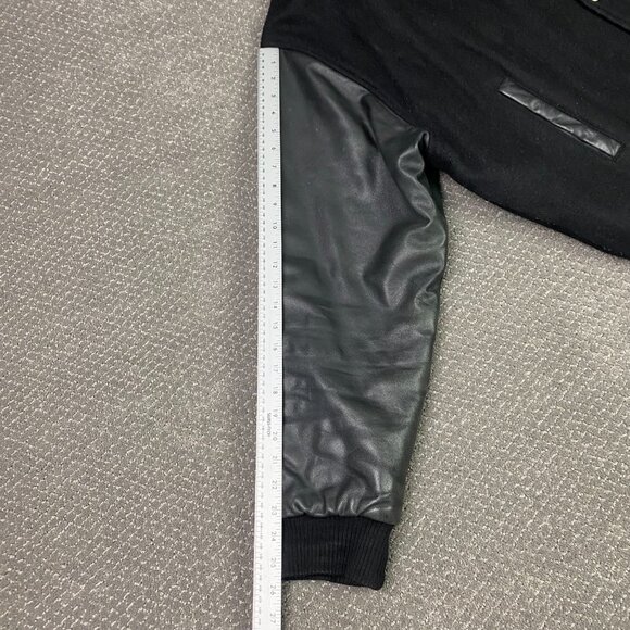 Vintage Mac Tools Jacket Men's XL Black Wool Leather Varsity Letterman Bomber - Picture 12 of 13